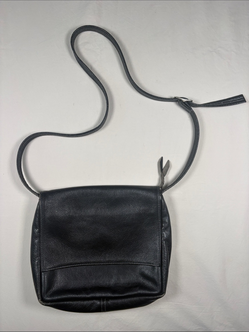 SAS Black Pebble-Grain Leather Messenger Bag